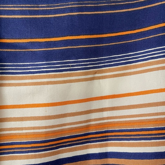 Christian DIOR Rare Vintage Rectangular Blue/Orange/Tan/White Striped Silk Scarf - Picture 7 of 10